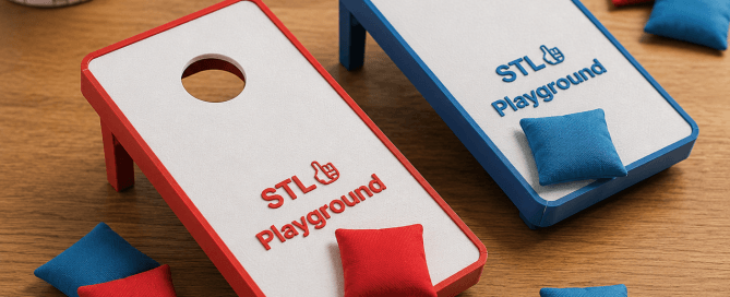 3D printed builder for mini cornhole tabletop